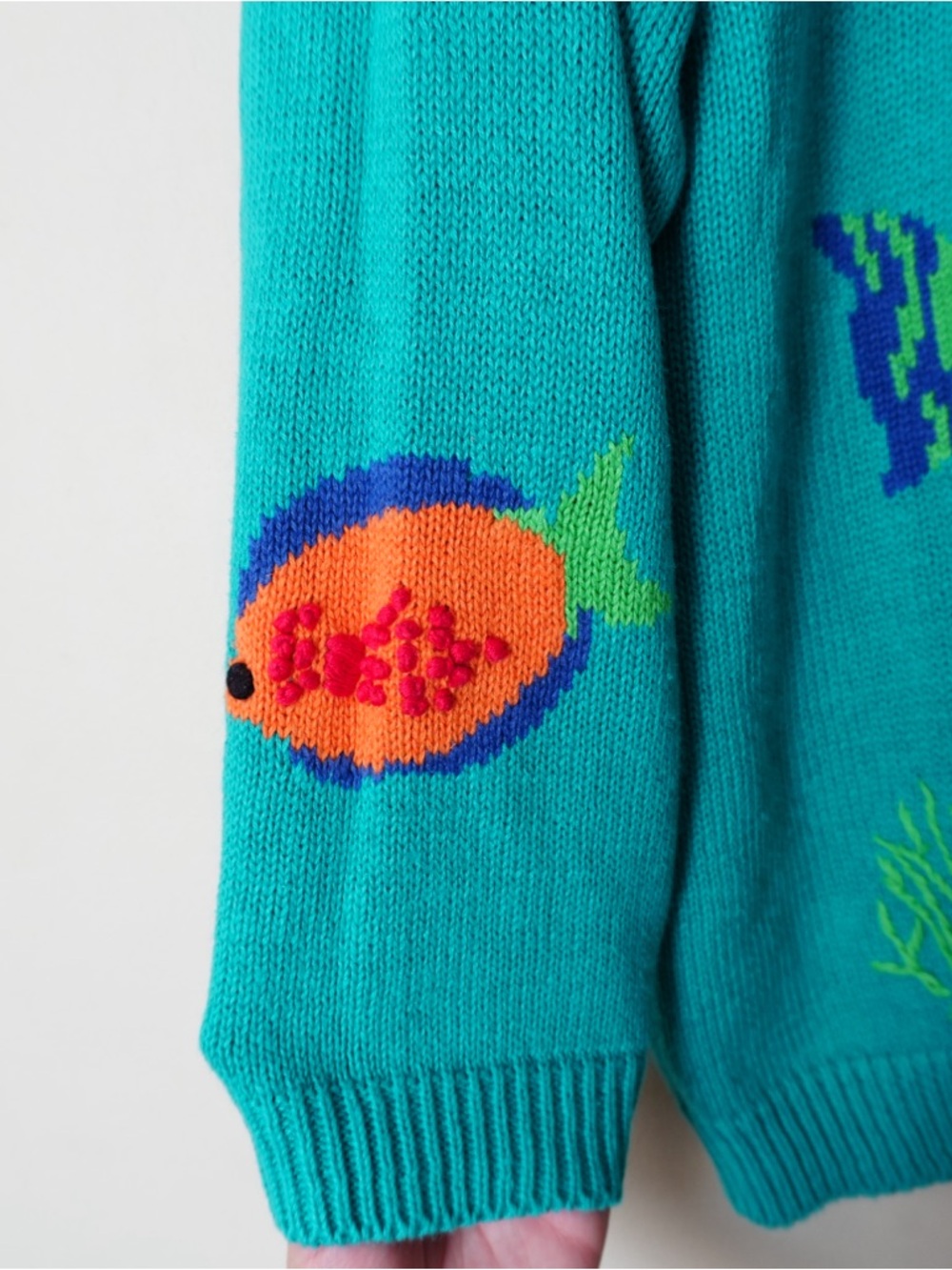 The Quaker Factory Embroidered Fish Ocean Button Cardigan - Picture 5 of 10
